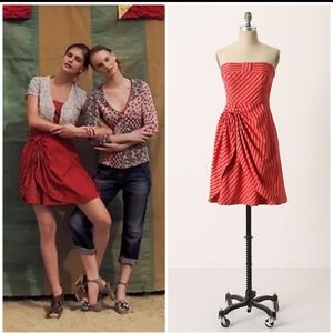 Anthropologie Lil Red Strapless Tulip Hem Dress 6